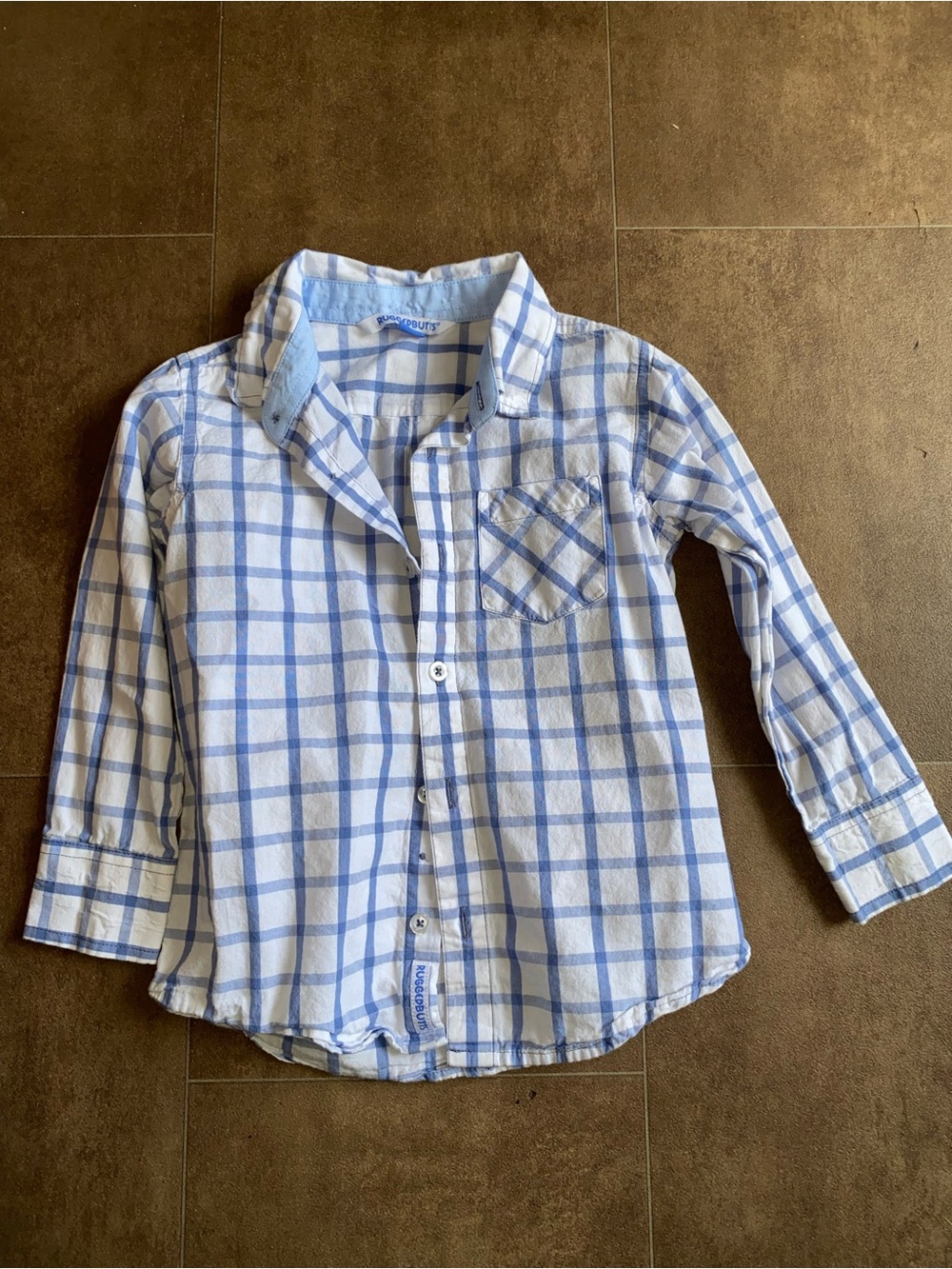 Light Blue Plaid Button-Down Shirt for Kids
